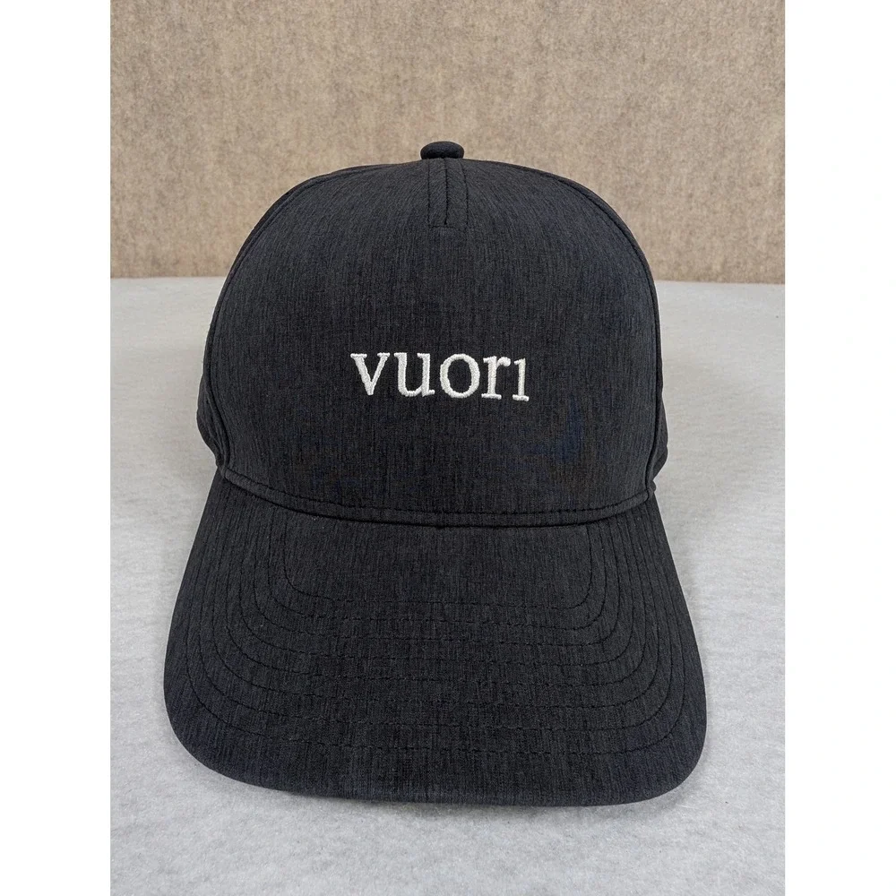 Vuori Performance Hat Mens Dark Blue Navy Perforated Snapback Athletic Cap Logo